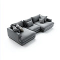 Canapé d’angle panoramique en U gris 5 places en polyester 330 x 220 x 85 cm