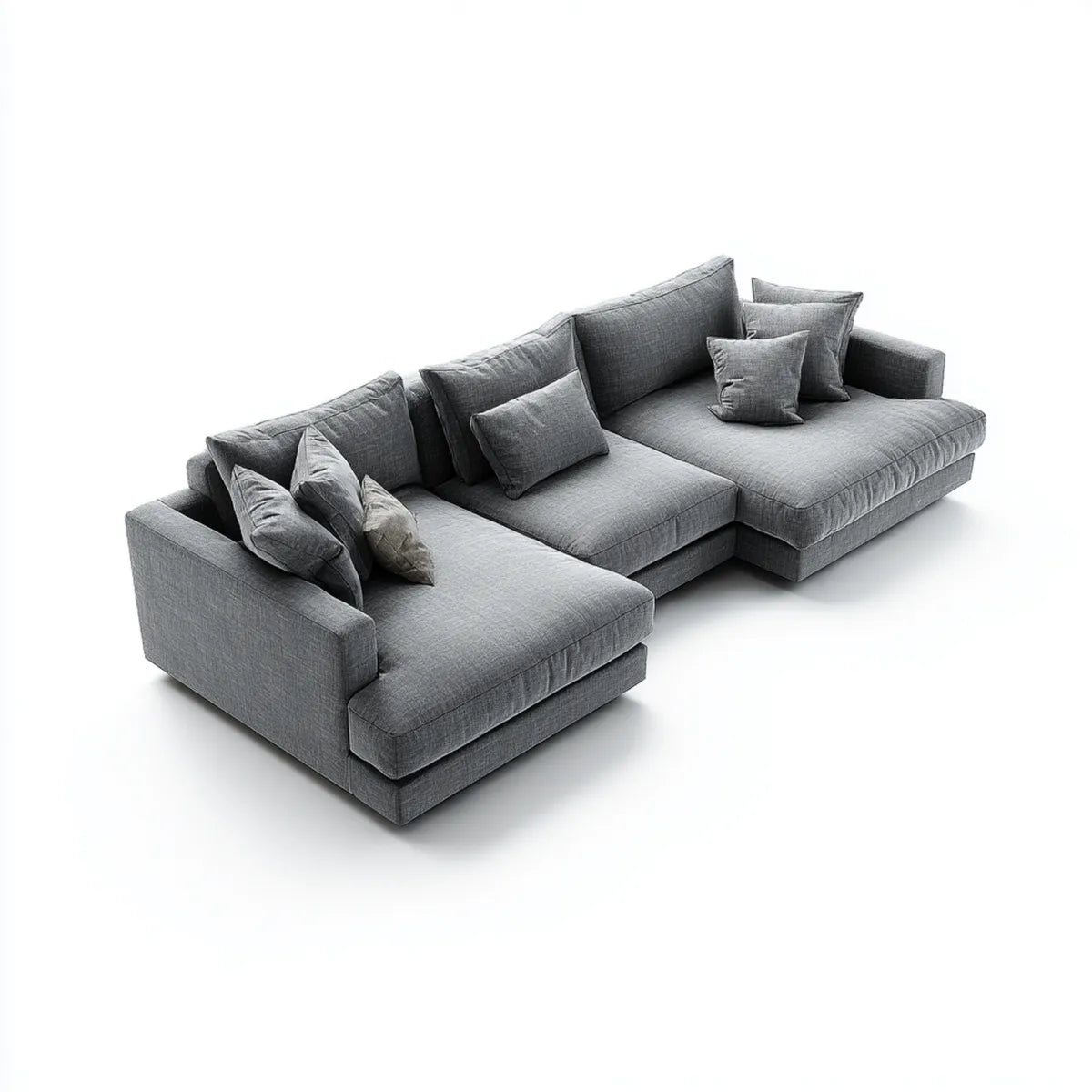 Canapé d’angle panoramique en U gris 5 places en polyester 330 x 220 x 85 cm