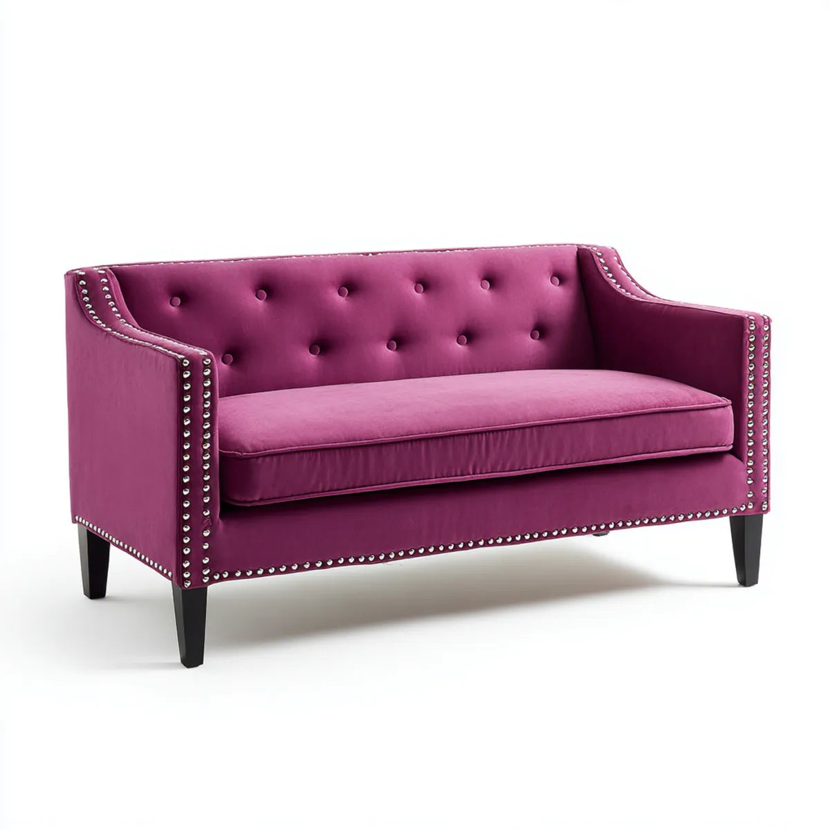 Canapé 2 places capitonné violet en velours de polyester 145 x 82 x 78 cm rectangulaire