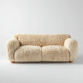 Canapé 2 places crème en polyester imitation fourrure 160 x 90 x 78 cm forme arrondie