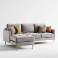 Canapé d’angle gauche 4 places gris en L 260 x 160 x 85 cm revêtement polyester