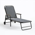 Bain de soleil inclinable à roulettes noir 190 x 63 x 92 cm en acier et textilène rectangulaire