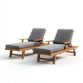 Lot de 2 bains de soleil réglables gris en bois massif d'acacia 200 x 70 x 35 cm